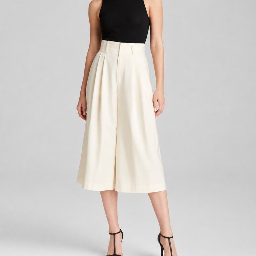 Alice + Olivia Ken High Waist Culottes Wide Leg Crop Pant 28w